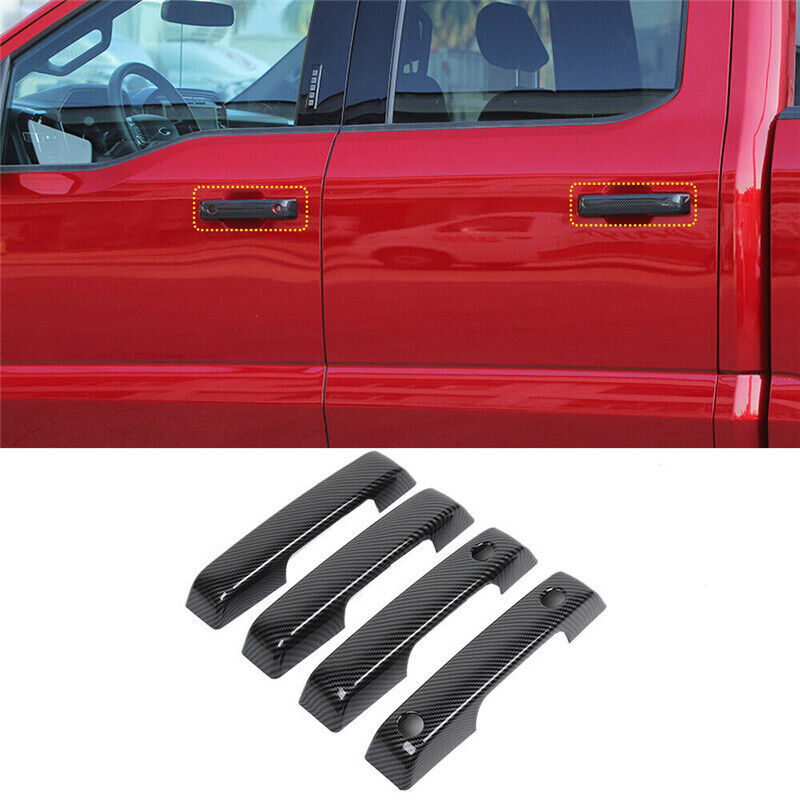 Carbon Fiber 4PCS Exterior Door Handle Cover Trim  for ford  F-150 F150 2021 2022