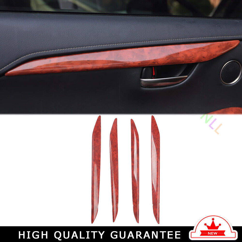 Car Inner Door Panel Cover Trim Strip 4PCS Fit for Lexus NX 2015-2020 Brown Wood