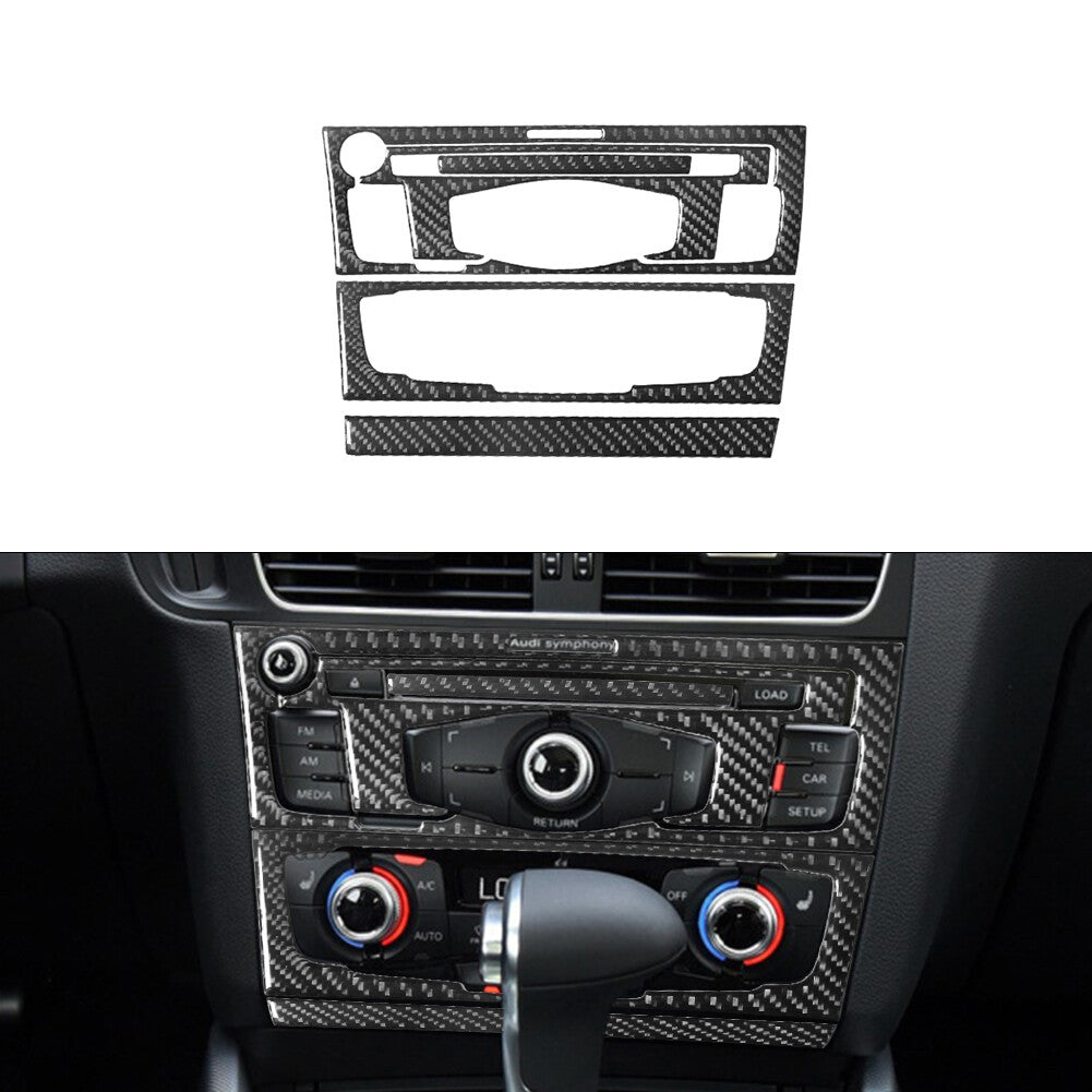 5Pcs CD Player Radio Air-Con Trim Cover TYP-A Carbon Fiber for Audi Q5 2009-2017