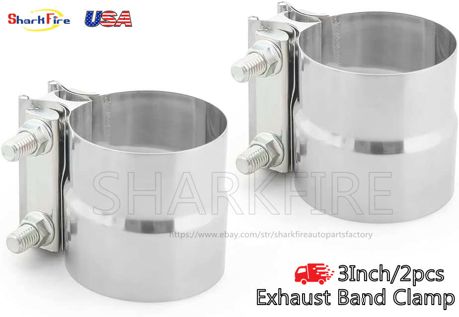 2.5-inch Butt Connector Exhaust with Jacket, Stainless Steel Exhaust Stepper Clip