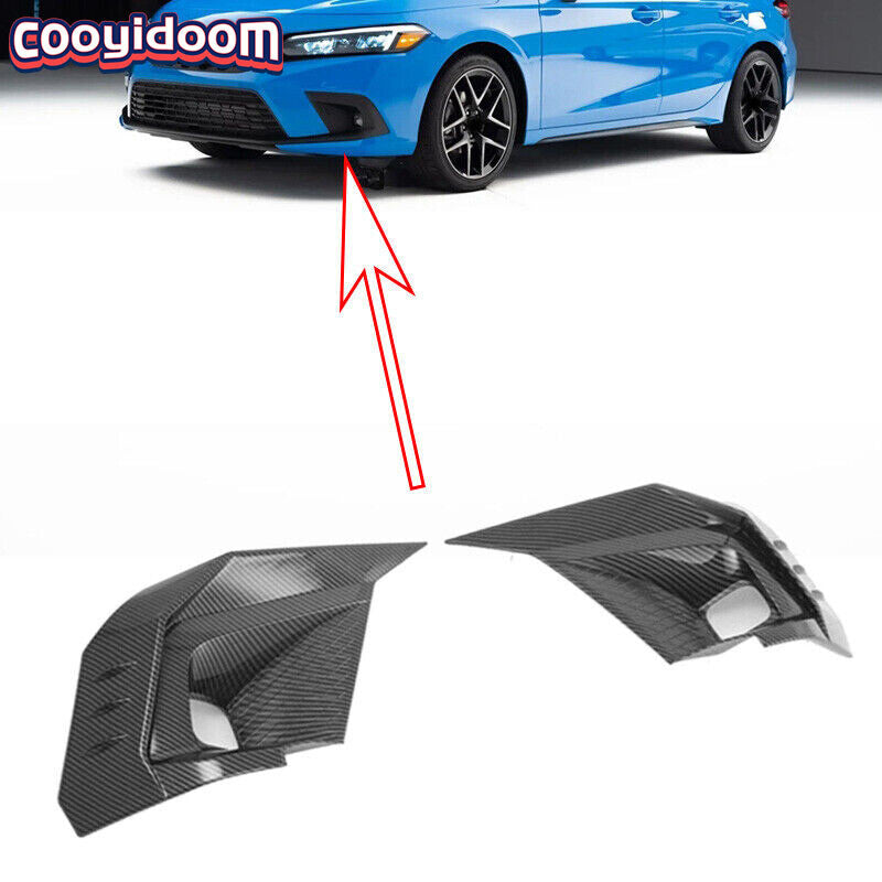 For 2022 for Honda for Civic 11th Carbon Fiber Front Fog Lamp Light Frame Trim 2pcs