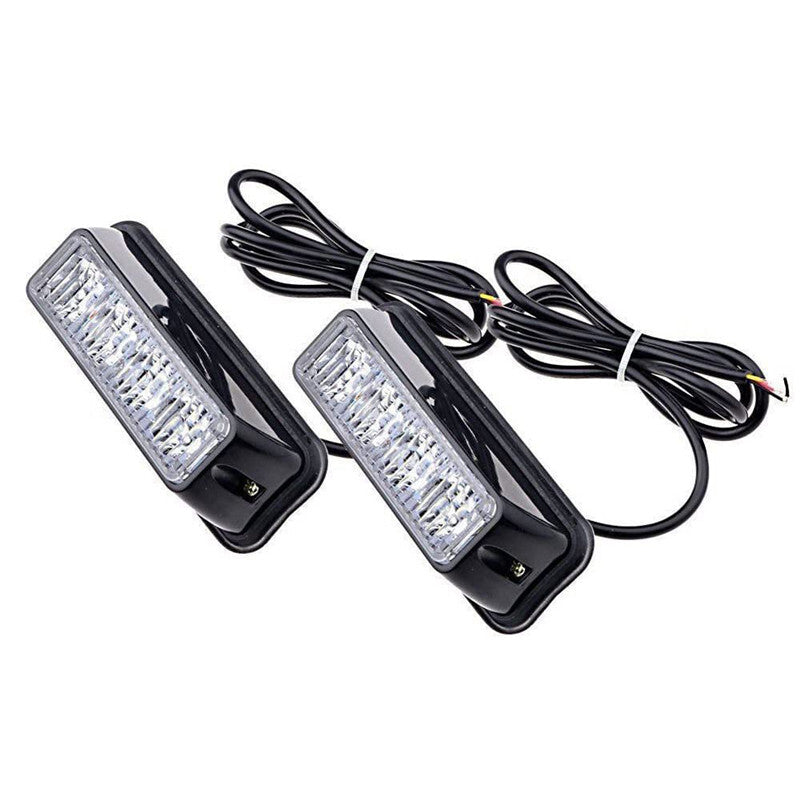 2pc Red 4LED Car Strobe Driving Grill Flashing Breakdown Emergency Signal Light