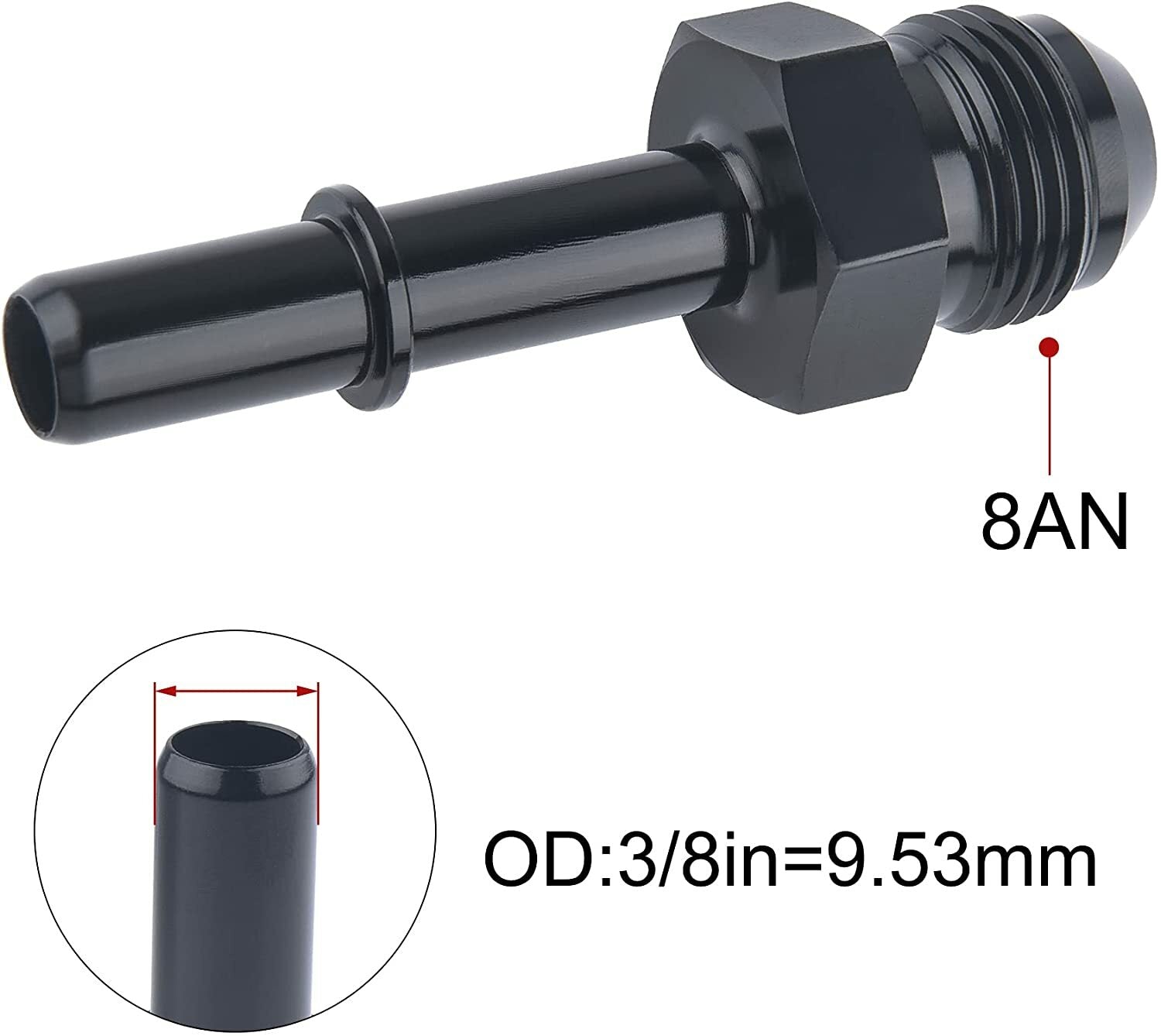 2-Pack 8AN Male Flash to 3/8 inch Quick Disconnect Male Push-EFI Connector Adapter