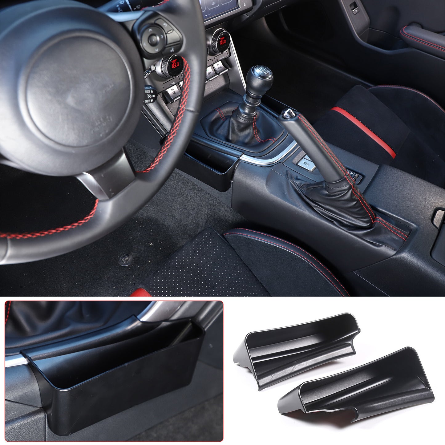ABS, red center console side knee panel trim for Corvette C8 2020-2023
