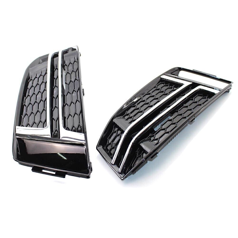 L+R Front Bumper Lower Grille Grill Fit for Audi S4 A4 B9 2017 2018 Chrome