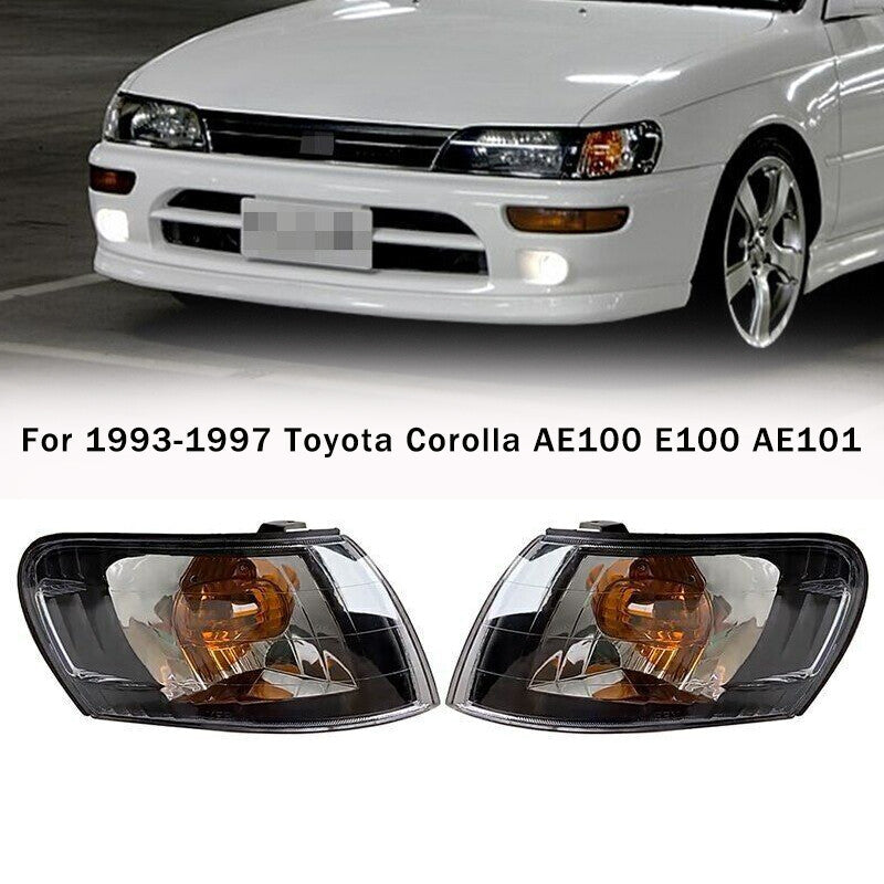 Pair Black Front Corner Lamp Lens For 1993-1997 for Toyota for Corolla AE100 E100 AE101