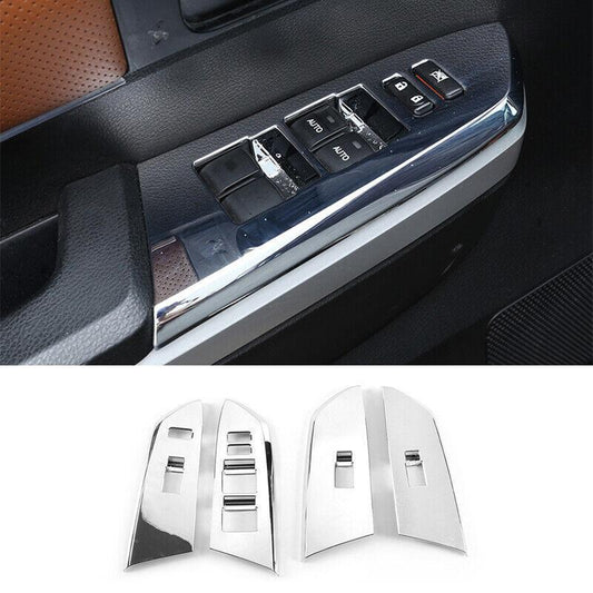Chrome Window Lift Panel Switch Cover Trim 4PCS Fit for Toyota Tundra 2014-2021