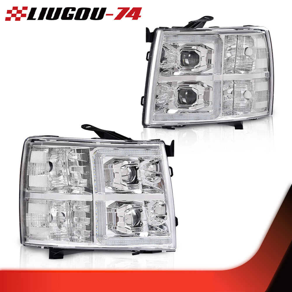 Suitable for 07-14 for Chevrolet Silverado chrome-plated transparent corner headlights, new.
