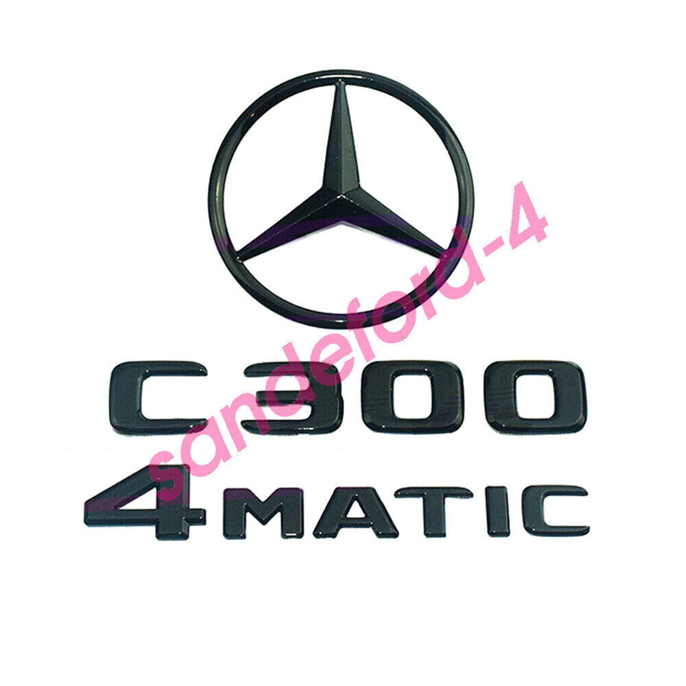 C300 AMG 4MATIC rear star badge black letter badge logo set for Mercedes W205 SEDAN