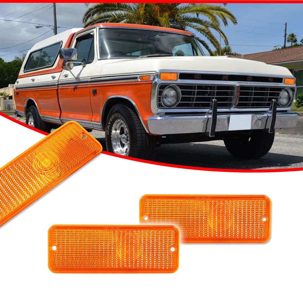 Two front turn signal parking light covers for Ford F-100 F100 74-1977 906552204