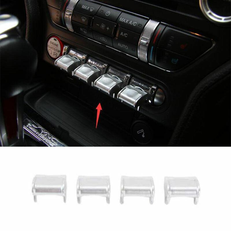 Fit for Ford for Mustang 2015-2022 Silver Central Console Aircraft Button Decoration