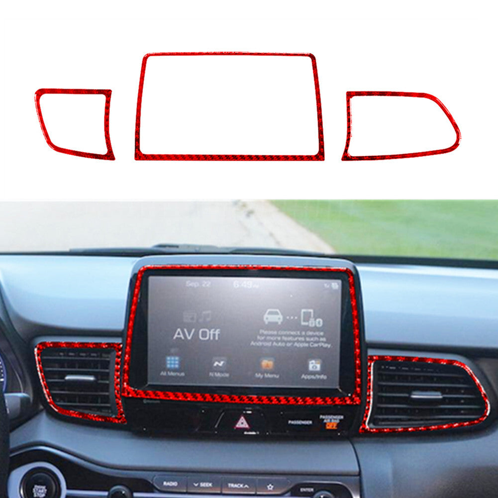 Red Carbon Fiber LCD Vent Frame Cover for Hyundai for Veloster JS 2019-22