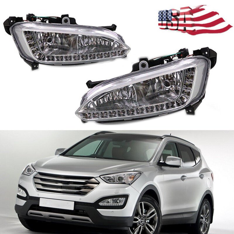 Suitable for Hyundai Santa Fe IX45 2013-2015 1 pair of LED DRL daytime running lights and fog lights