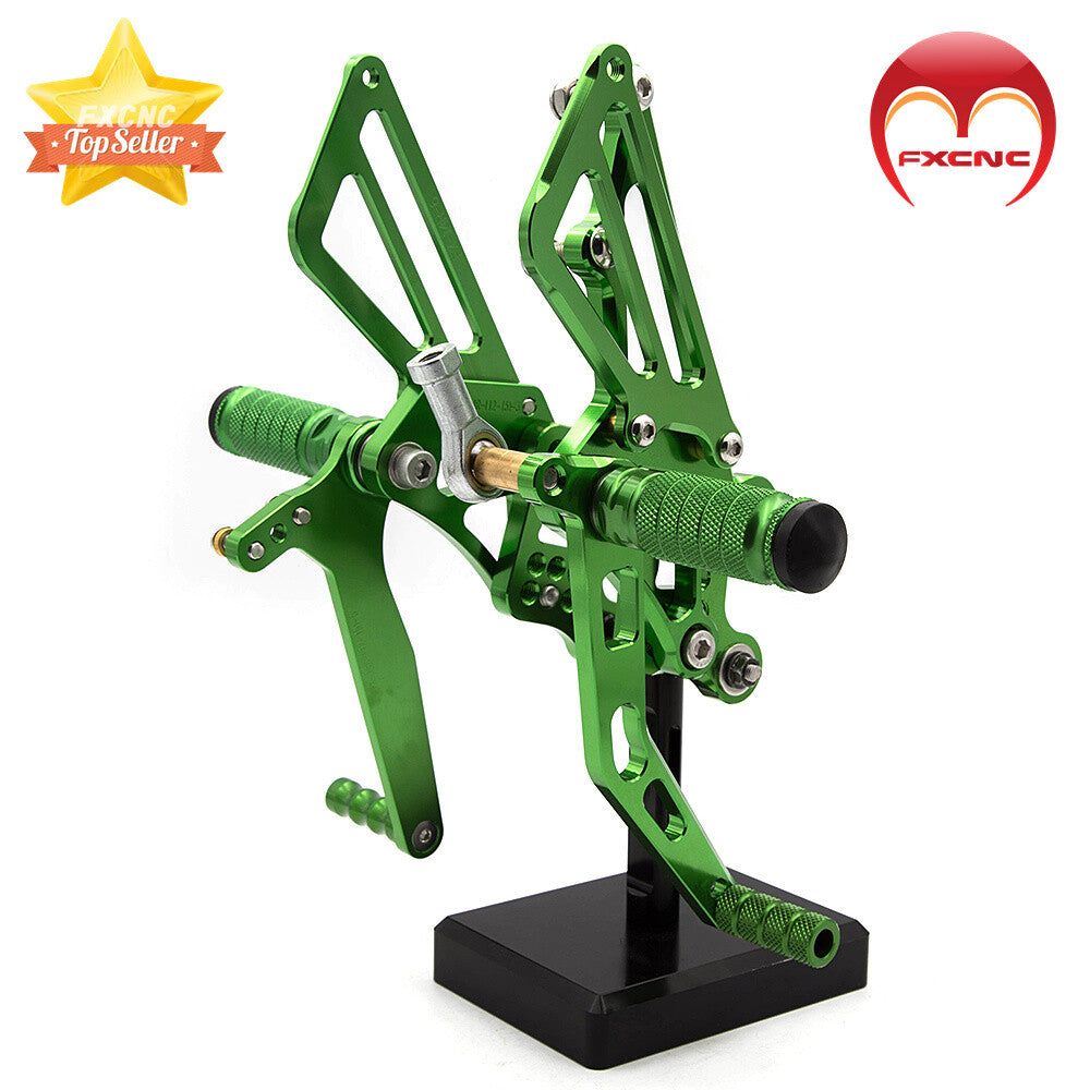 Suitable for Kawasaki ZX12R 2000 - 2001 CNC-machined rear wheel spikes and pedals (green).