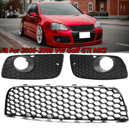 The front lower grille and fog light grille covers are suitable for 2005-2009 for Volkswagen for Golf MK5 GTI models.