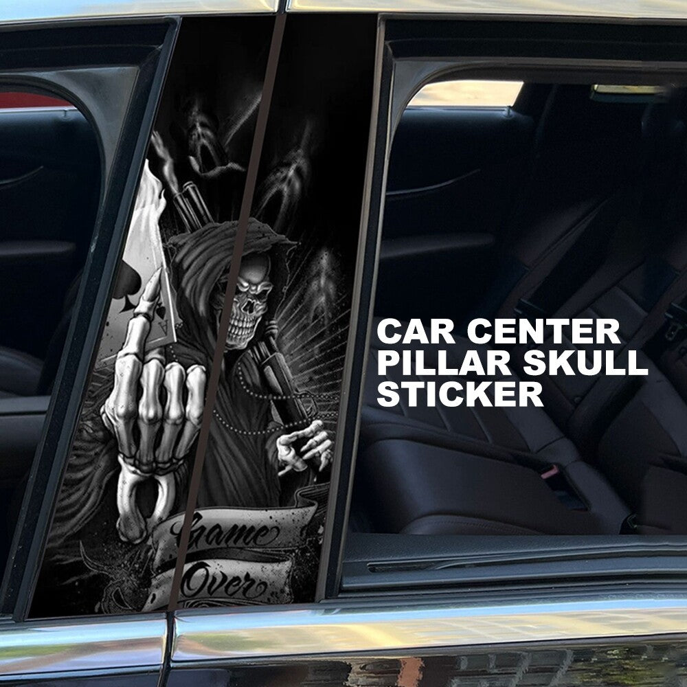 1019.7inch 2x Skull Car Center Pillar Stickers for Car Window Door Pillar Black