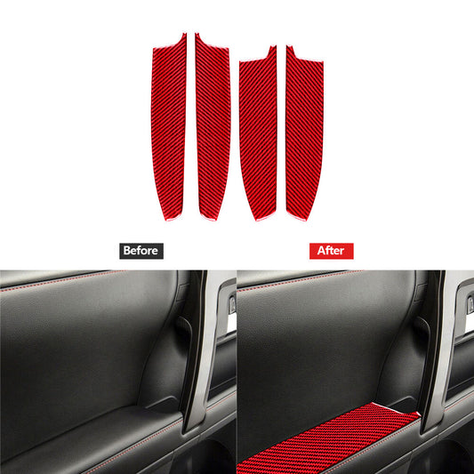 Red Carbon Fiber Interior Door Handle Cover Trim for Toyota 4Runner 2010-2020