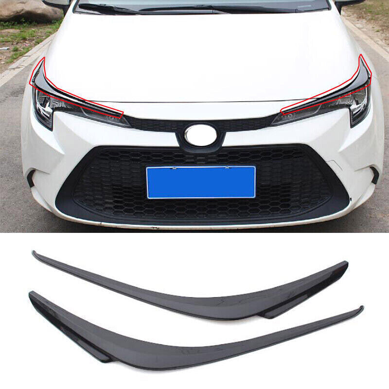for Toyota for Corolla 2020-23 Black ABS Headlight Front Light Eyelid Cover Trim 2Pc