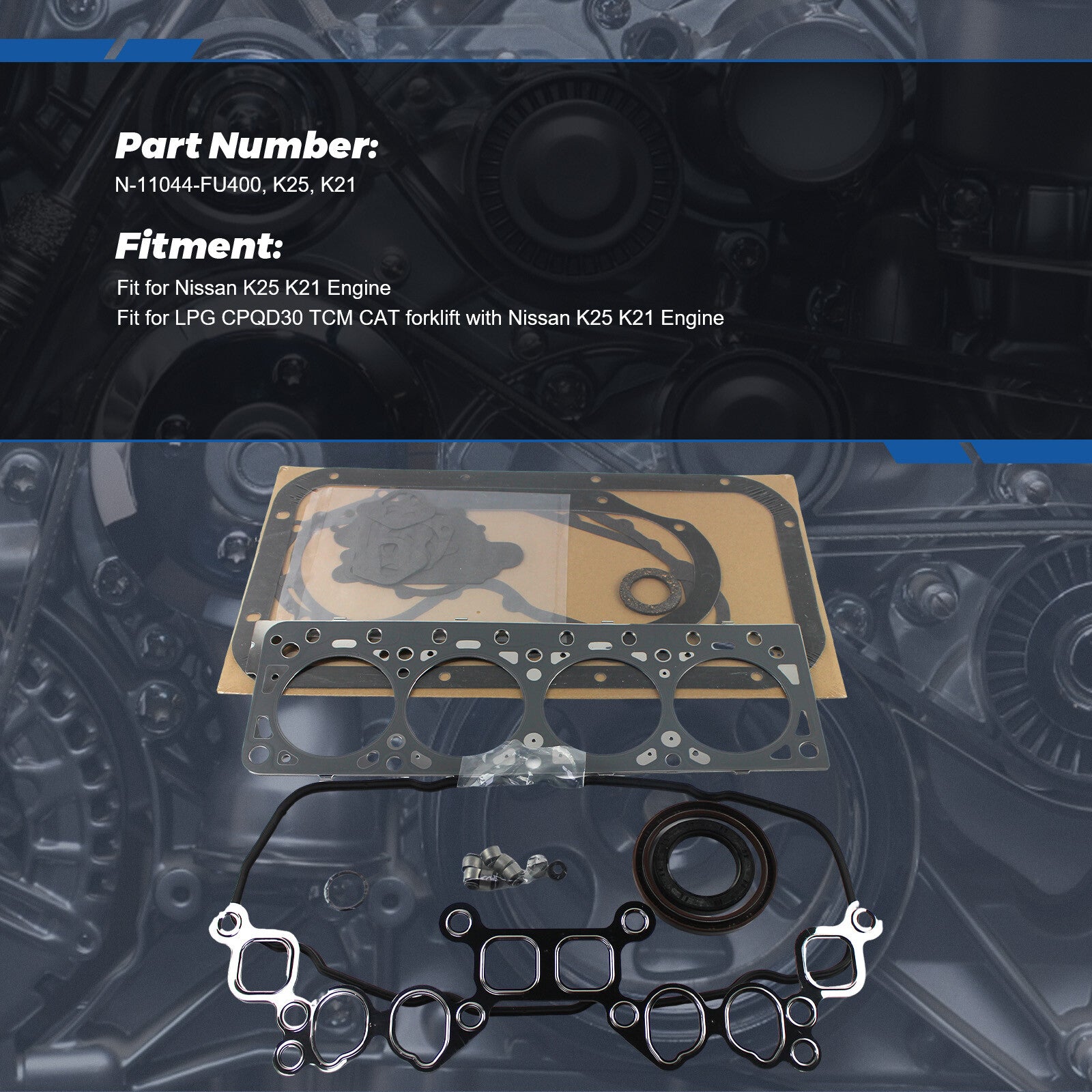 K21 K25 Engine Full Gasket Kit Set Fit for Nissan Forklift 10101 LPG TCM Komatsu