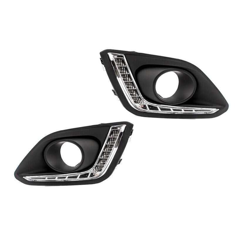A pair of LED DRL daytime running light covers for Suzuki for Swift 2014, 2015, and 2016 models.