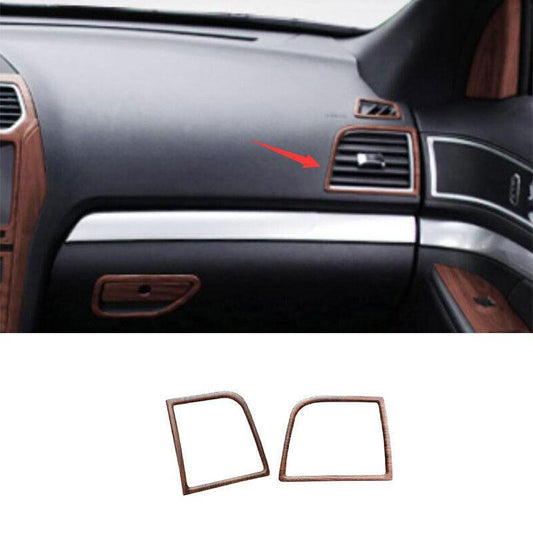 Console LR Air Outlet Vent 2PCS for Ford Explorer 2011-2019 Wood Grain Steel