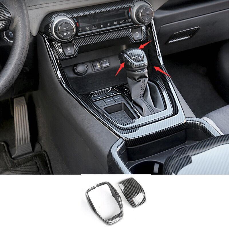 Carbon Fiber Car Central Console Gear Shift Knob Trim for Toyota RAV4 2019-22