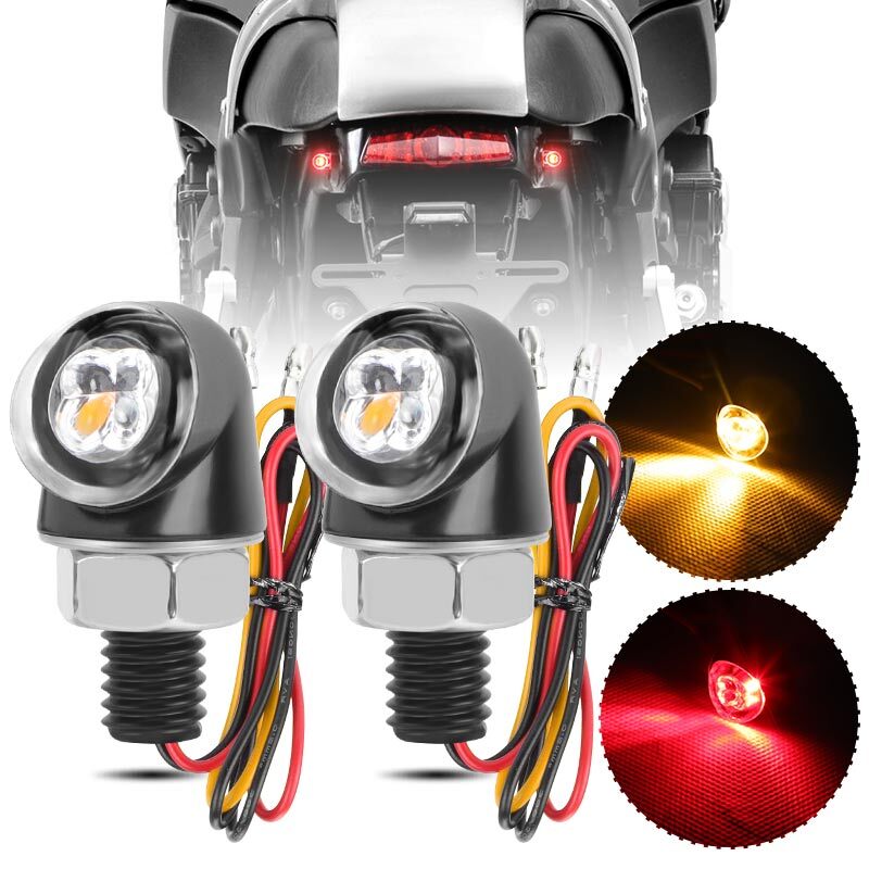 2X for Mini LED Tail Motorcycle Turn Signal Indicator Brake Light Lamp 12V Red/Amber