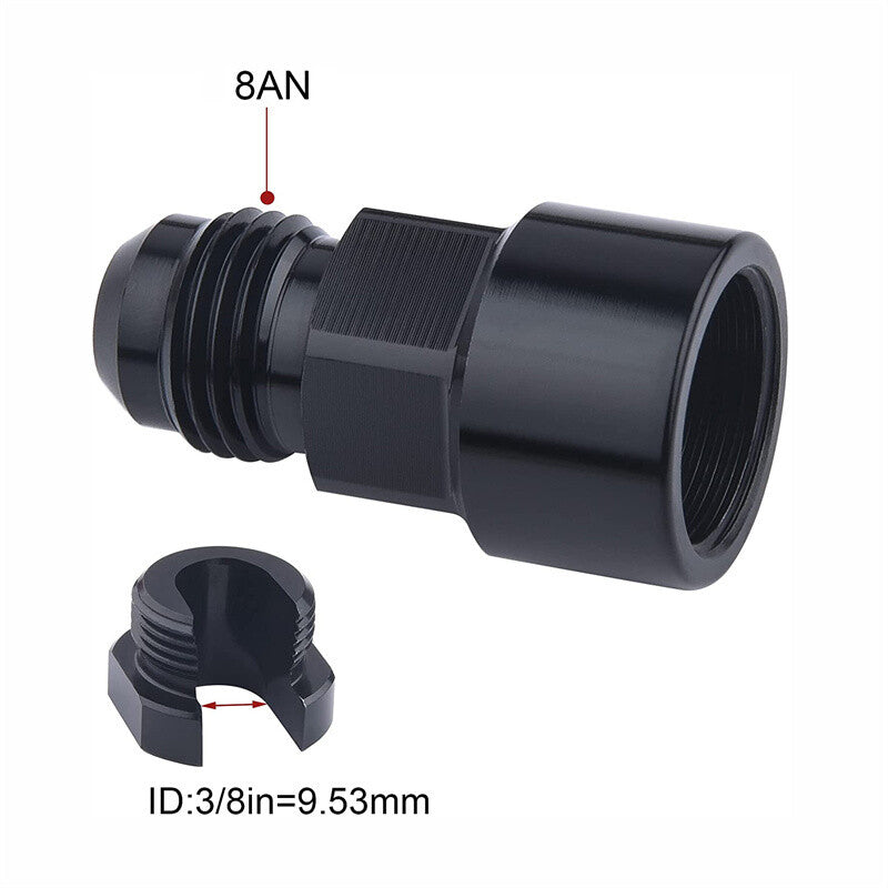 1¡Á8AN male to 3/8 inch quick disconnect female EFI accessory aluminum black aluminum