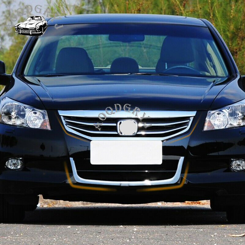3pcs Chrome Front Grilles Grill Mesh Decor Strip Trim for Honda Accord 2011-2012