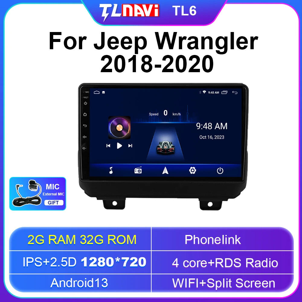 for Jeep for Wrangler 4 JL 2018-20 Car Radio Multimedia Video Stereo Player GPS Navi