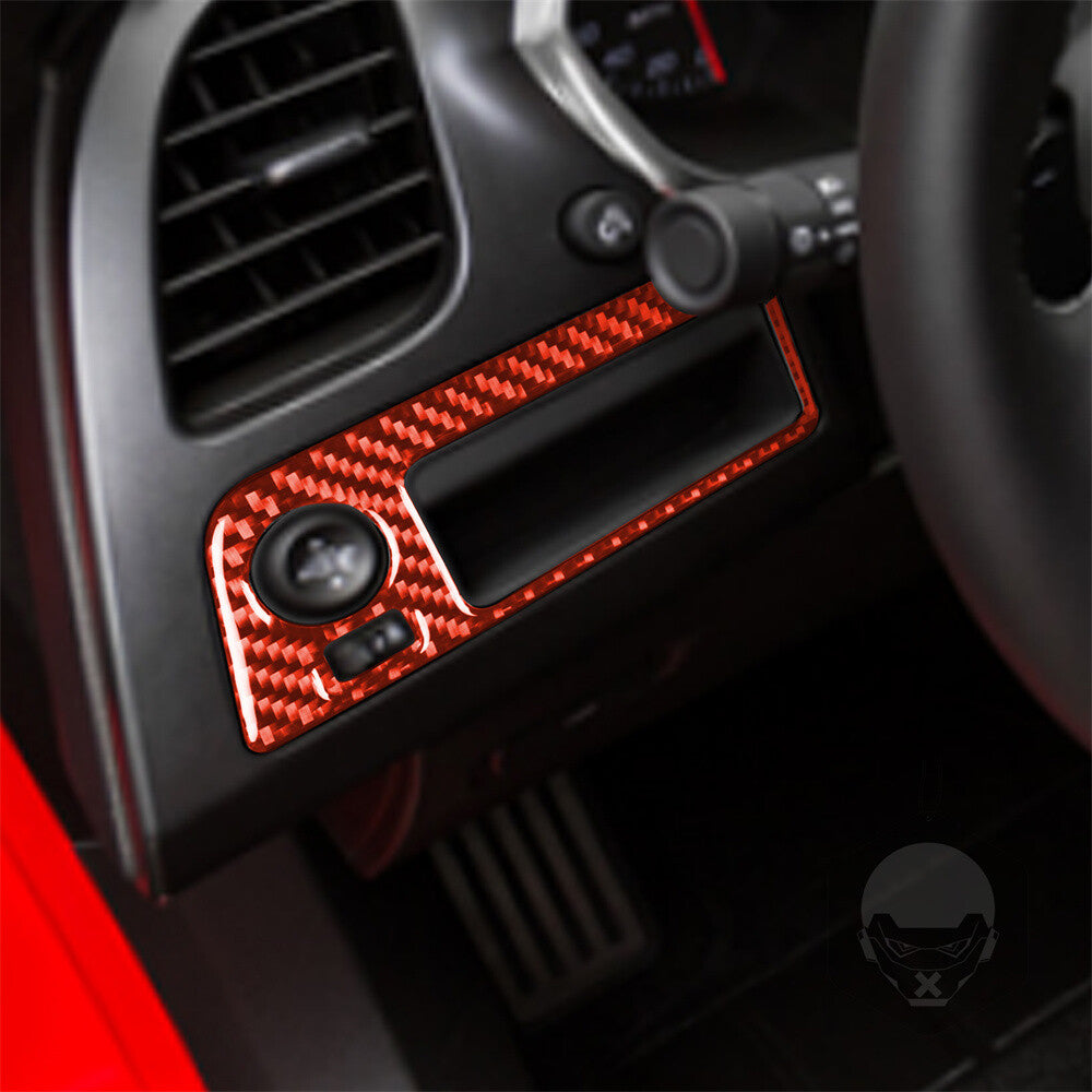 Red Carbon Fiber Headlight Switch Panel Trim for Chevrolet for Corvette C7 2014-2019