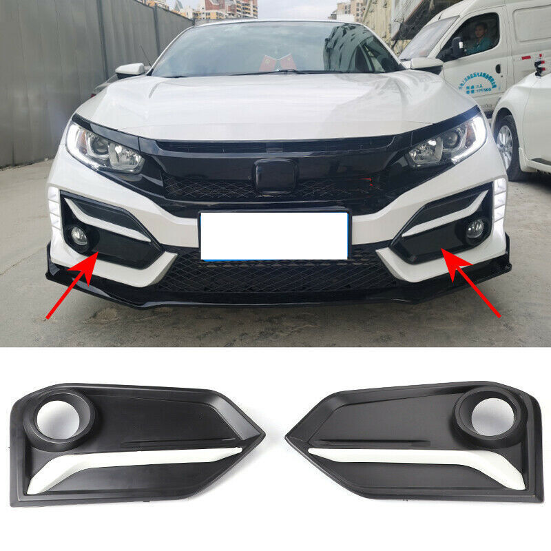 for Honda for Civic Hatchback 2016-2021 Matte Black Front Fog Light Lamp Frame Cover
