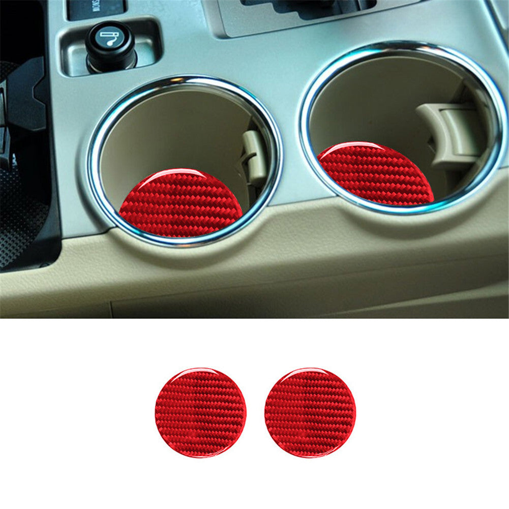 Red Carbon Fiber Center Cup Holder Slot Pad Trim for Toyota Highlander 2008-2013