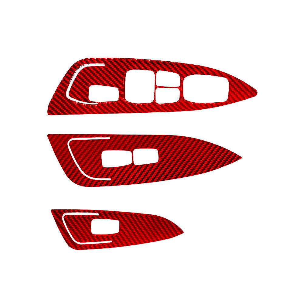 3x Red Carbon Fiber Door Control Trim Cover for Hyundai for Veloster JS 2019-2022