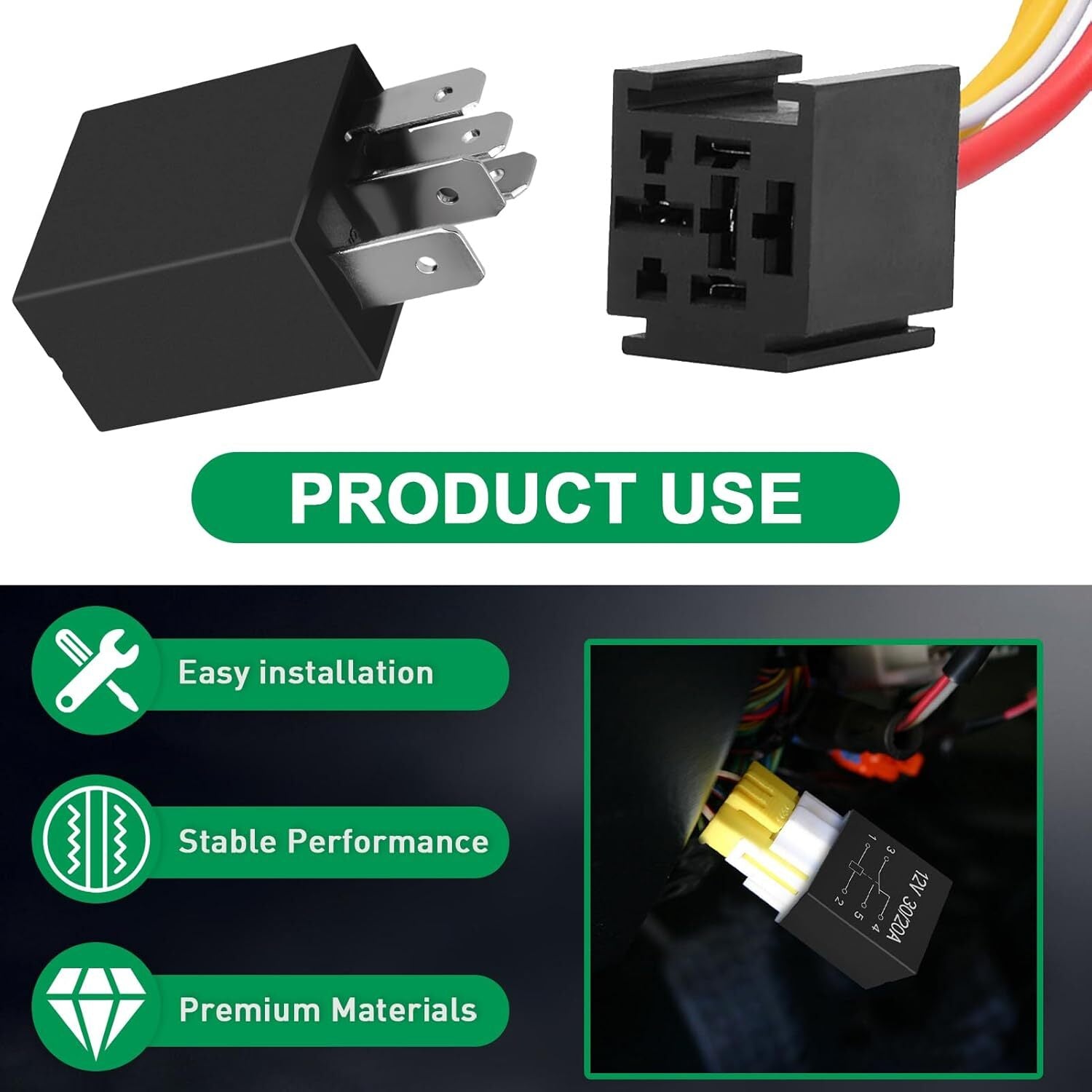 5 pin Automotive Relays 12V 30A Trim Starter Relay for Engine Compartment Horn