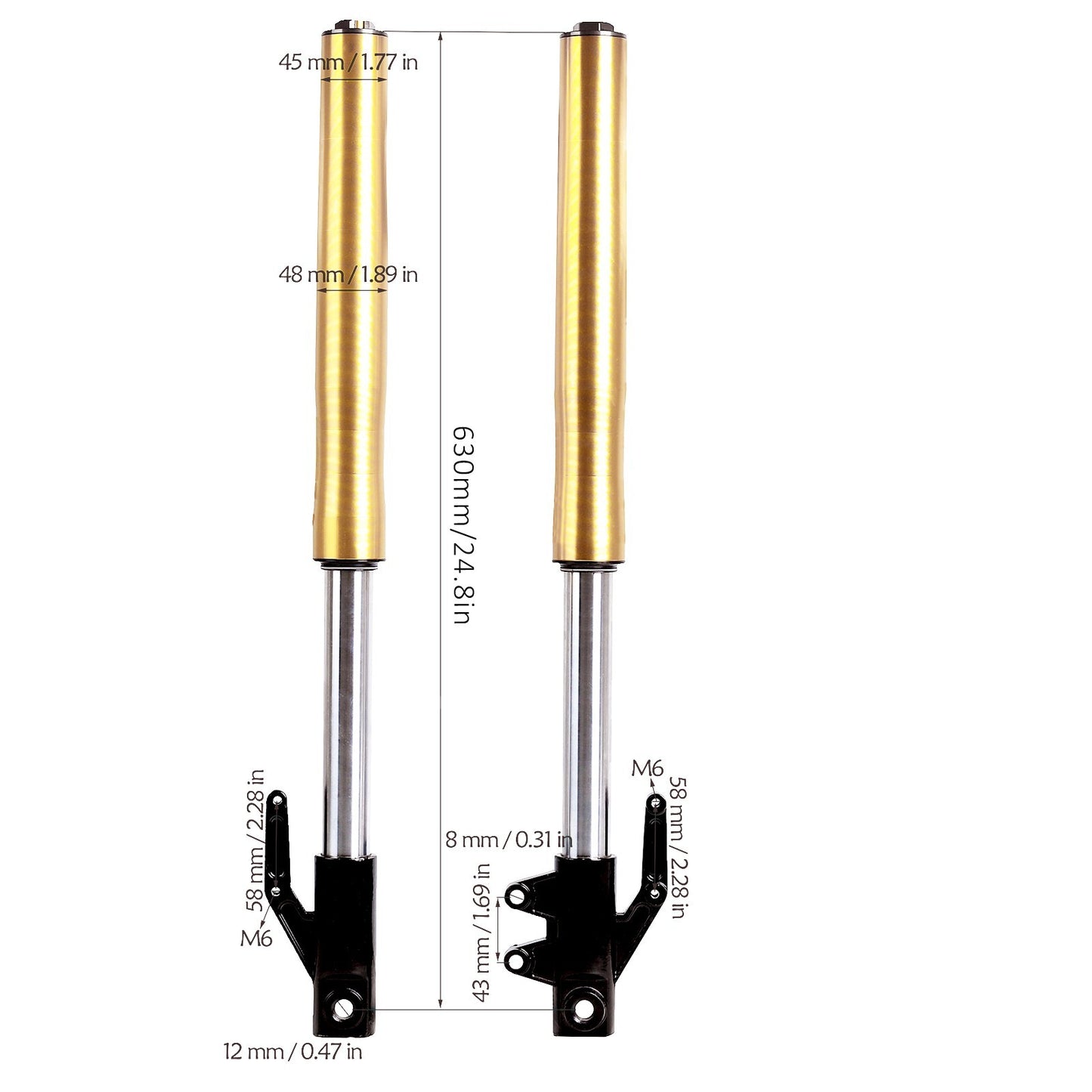 Front fork, three-tree disc brake kit, 14-inch wheels, 60/100-14 tires, grooved bike
