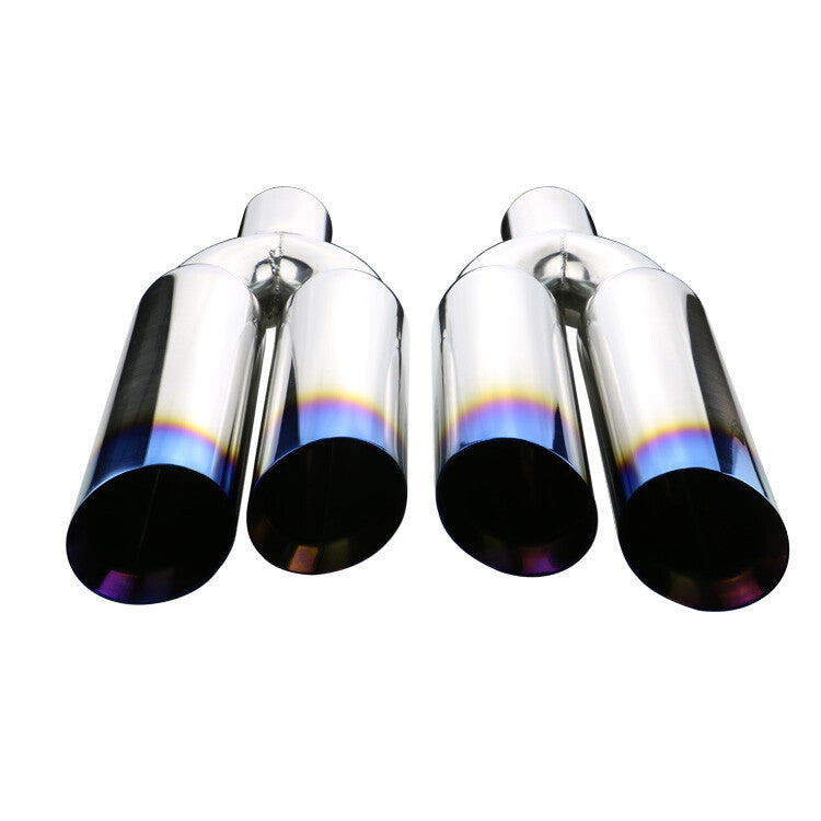 2PCS 3'' ID 4'' OD Universal Dual Exhaust Slant Tips Stainless Steel 453mm Blue