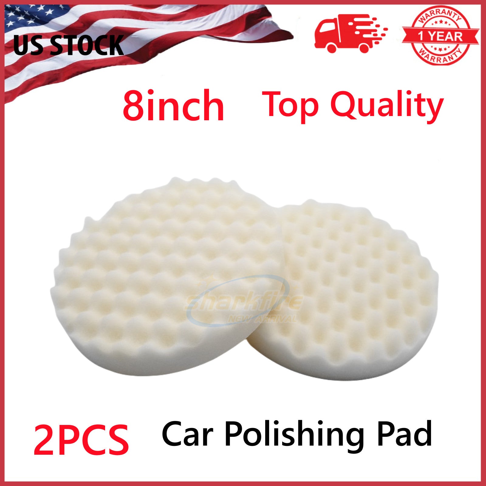 8-inch Highest Performance Waffle Foam Pad Polished Cushion Hook and Loop 2-Piece