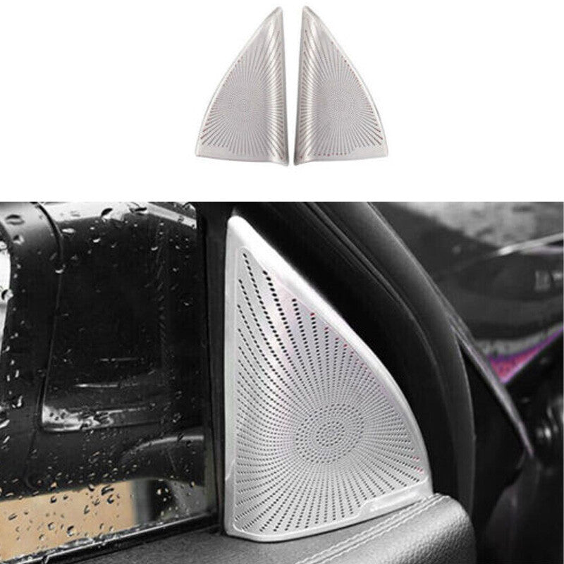 A Pillar Speaker Frame Cover Trim 2PCS for Benz GLB W247 2020-2022 Silver Steel