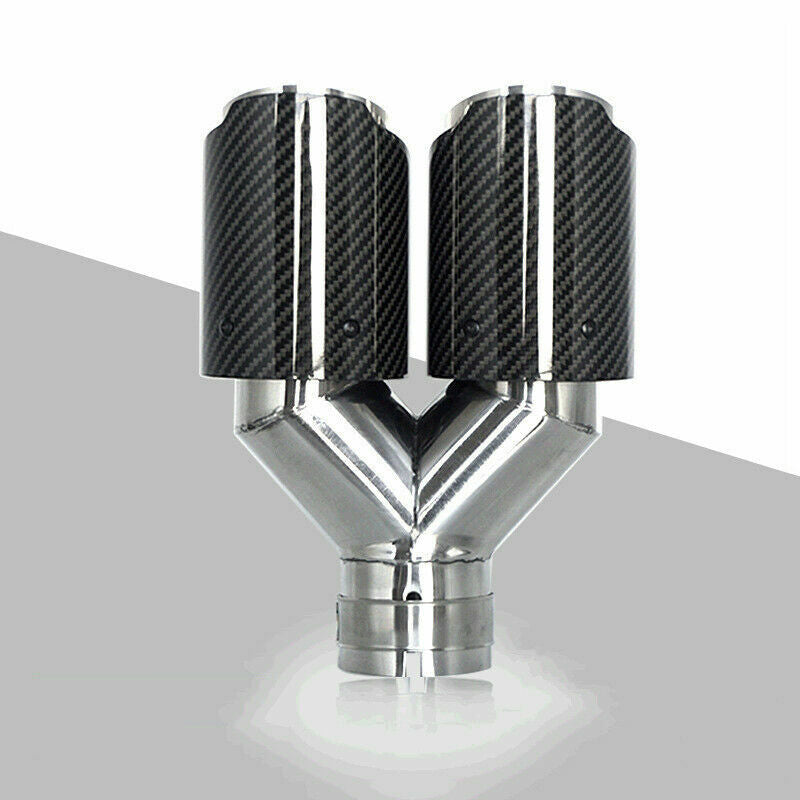 Y type 63mm/89mm Real Gloss Carbon Fiber Car Dual Exhaust Pipe Tail Muffler Tip