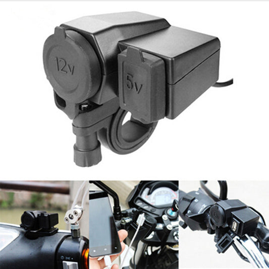 Motorcycle Waterproof Phone Cigarette Lighter USB Power Socket Charger Outlet