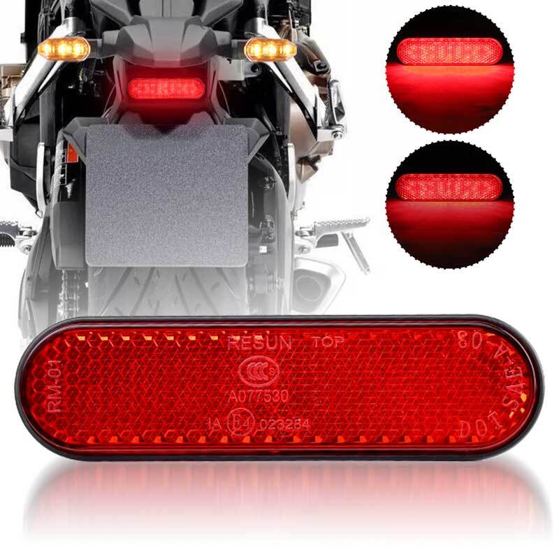 Motorcycle Red Reflector LED Running DRL Rear Brake Stop Tail Light For UTV ATV