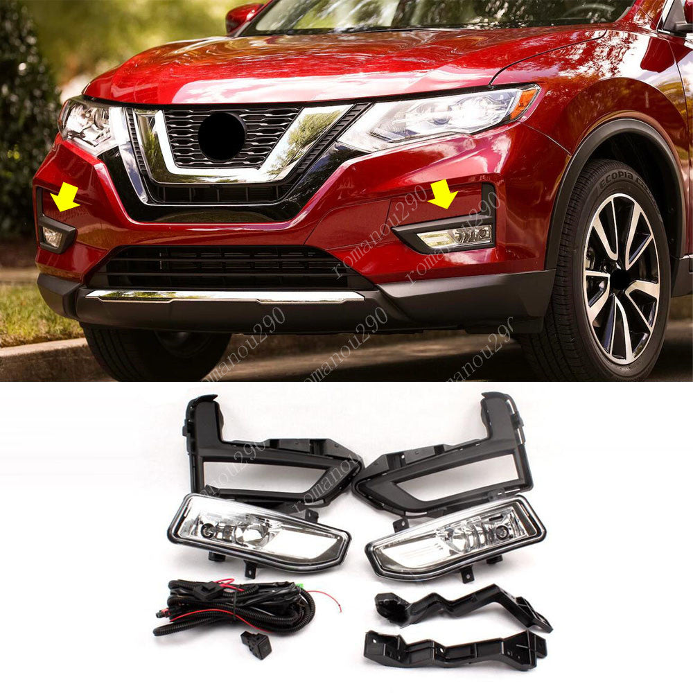 2017-2020 for Nissan Rogue S SV SL Front Bumper Fog Light w/Switch Bezel Wires