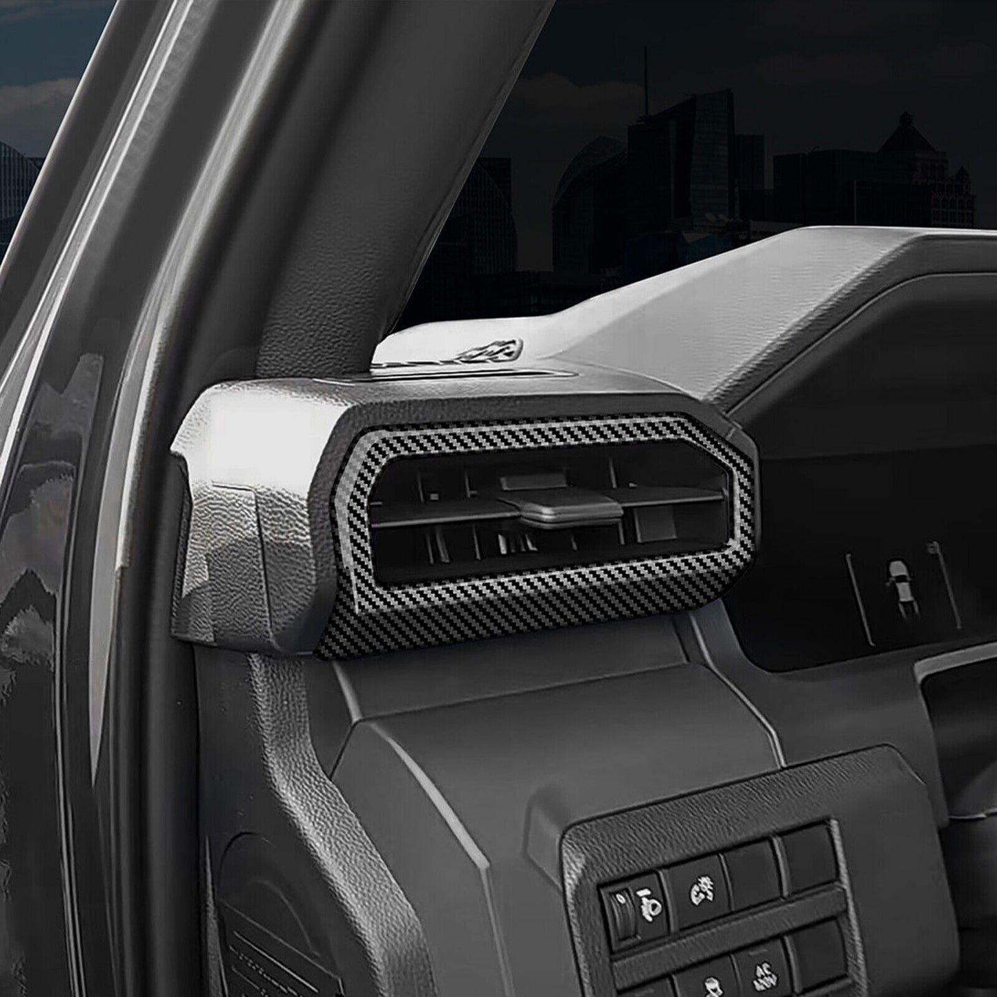 2-Piece Carbon Fiber Pattern Instrument Panel Side Vent Cover Trim for 2024 for Toyota Tacoma