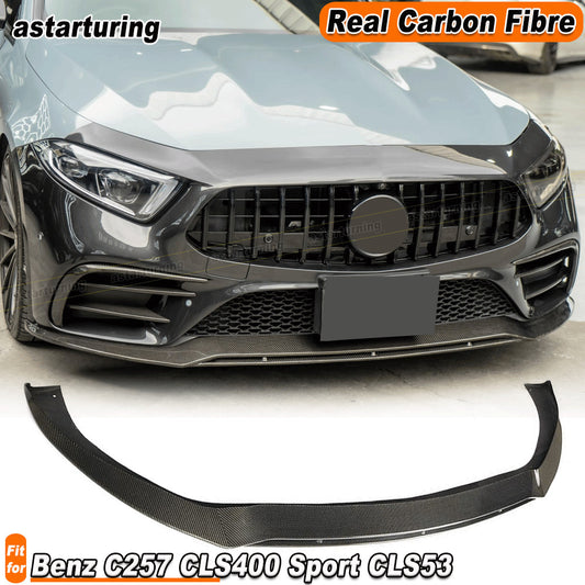 for Mercedes-Benz C257 CLS400 Sport CLS53 AMG 18UP REAL Carbon Front Bumper Lip