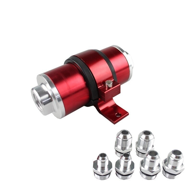 100Micron Fuel Filter Mount Aluminum In-line Bracket Flow Turbine 6/8/10AN Adapter