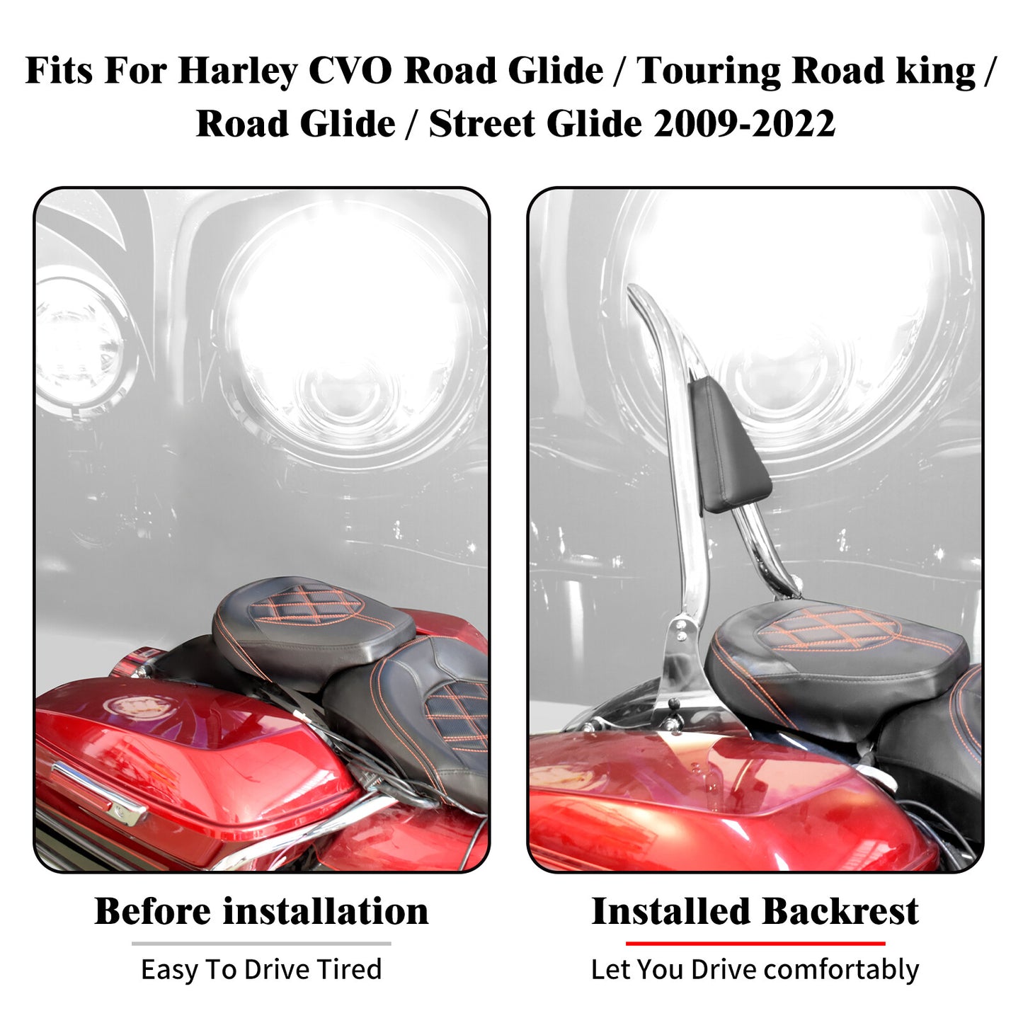 Chrome Detachable Passenger Backrest Sissy Bar for Harley Road Electra Glide 09+