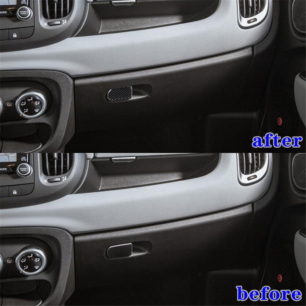 Carbon Fiber Interior Decor Glove Box Handle Cover Trim for Fiat 500L 2014-2017