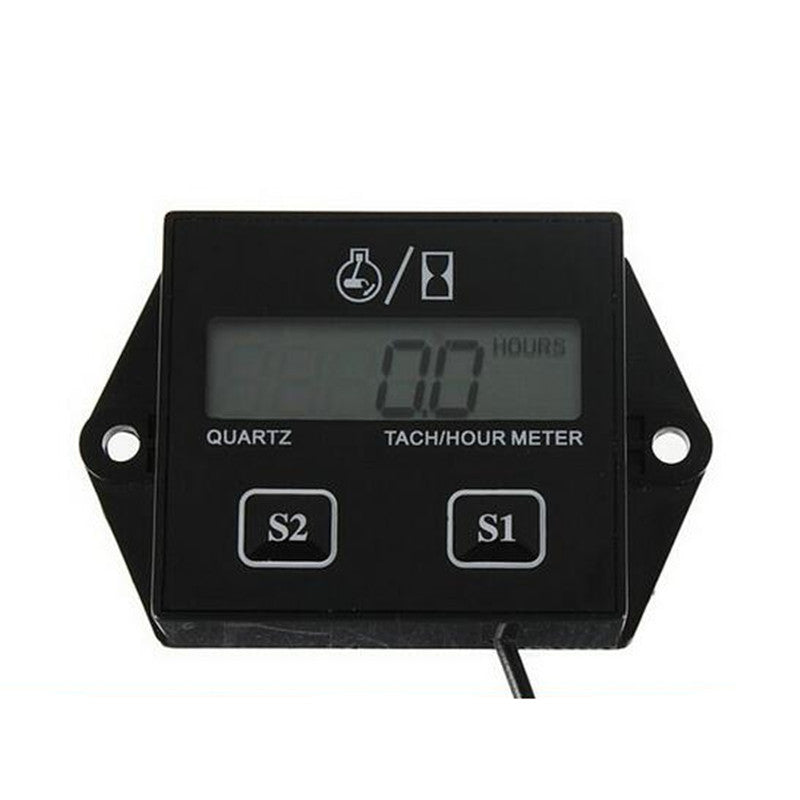 Motorcycle ATV Digital Engine Tach Tachometer Hour Meter Inductive Gauge