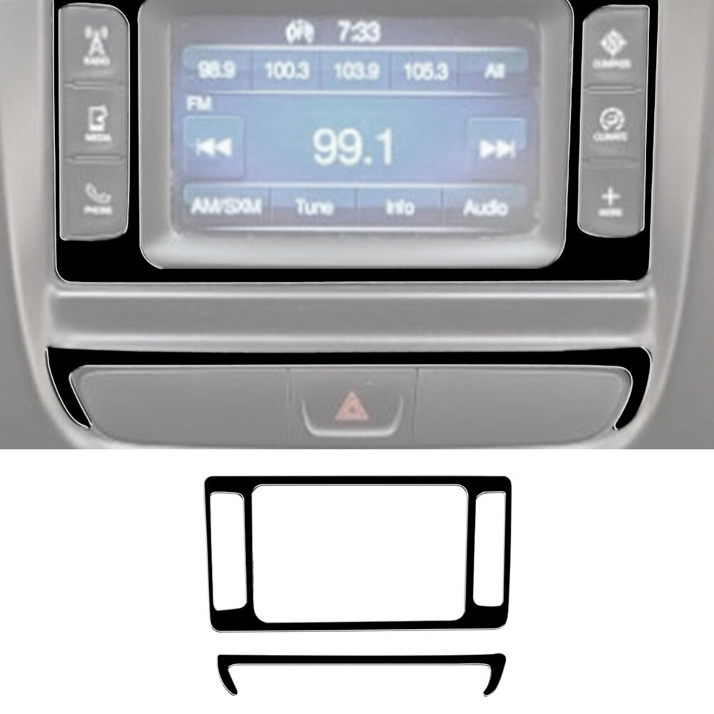 2X Gloss Black Multimedia Buttons Frame Cover Trim for Chrysler 200 2015-2017